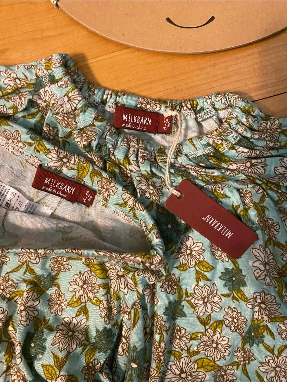 NWT milk barn peasant dress with leggings headband blue floral 12-18 mo